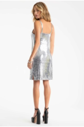 Vestido Paete Squares Prata