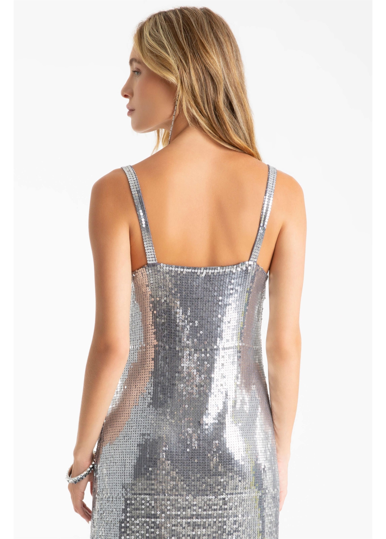 Vestido Paete Squares Prata