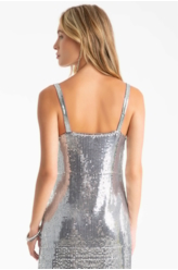 Vestido Paete Squares Prata