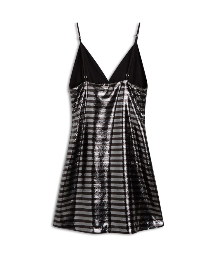 Vestido Paete Strip Ellus Preto
