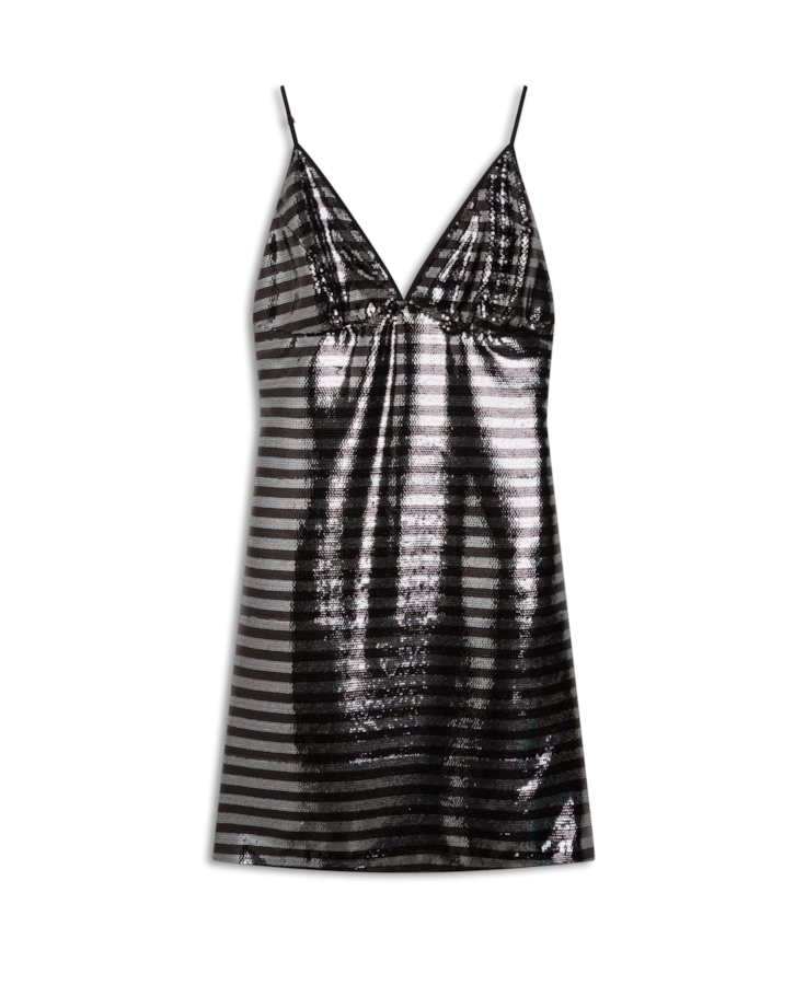 Vestido Paete Strip Ellus Preto
