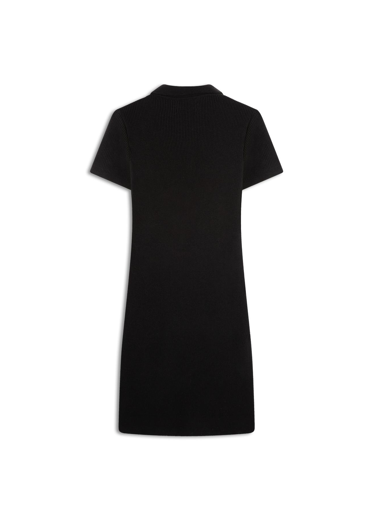 Vestido Polo Ribbed Button Preto