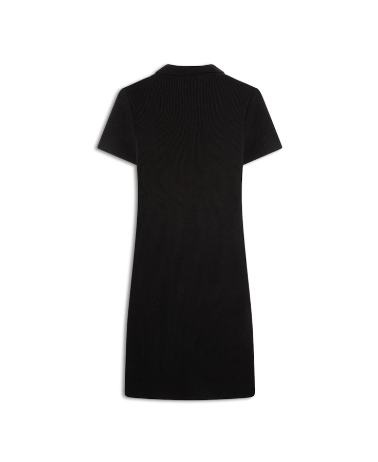 Vestido Polo Ribbed Button Preto