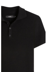 Vestido Polo Ribbed Button Preto