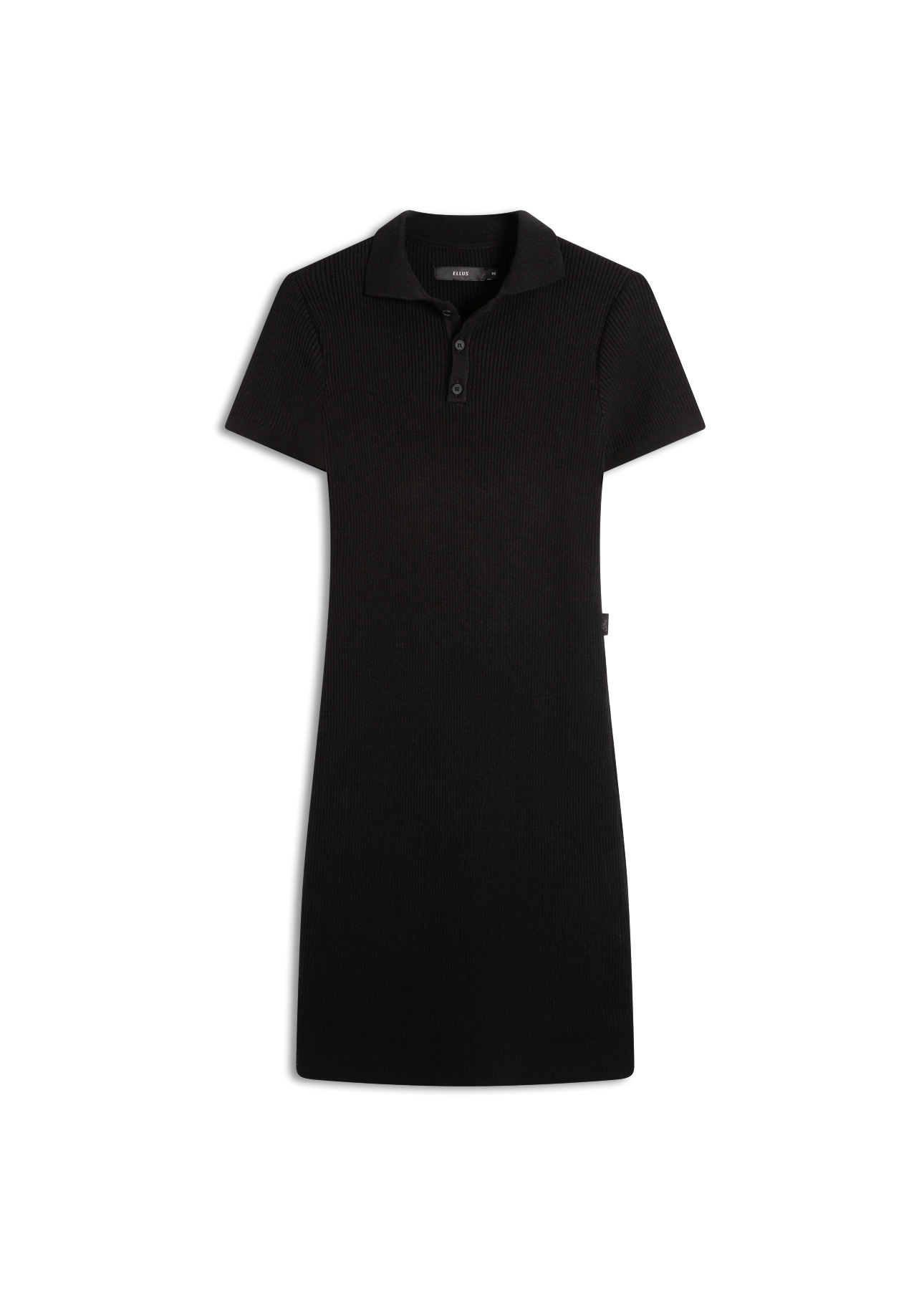 Vestido Polo Ribbed Button Preto