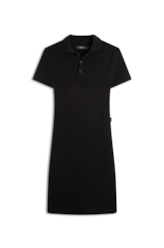 Vestido Polo Ribbed Button Preto