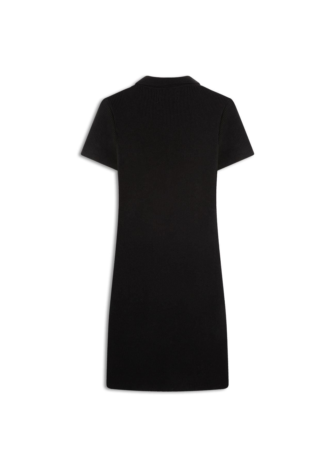 Vestido Polo Ribbed Button Preto