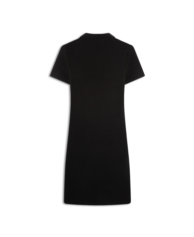 Vestido Polo Ribbed Button Preto