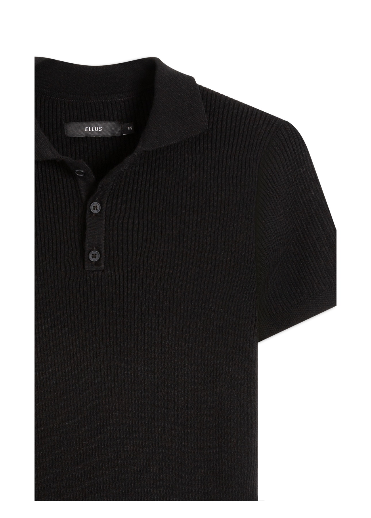 Vestido Polo Ribbed Button Preto