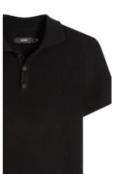 Vestido Polo Ribbed Button Preto