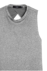 Vestido Regata Viscocrepe Mescla Slit Cinza Mescla
