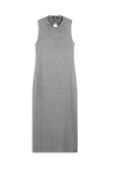 Vestido Regata Viscocrepe Mescla Slit Cinza Mescla