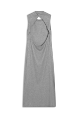 Vestido Regata Viscocrepe Mescla Slit Cinza Mescla