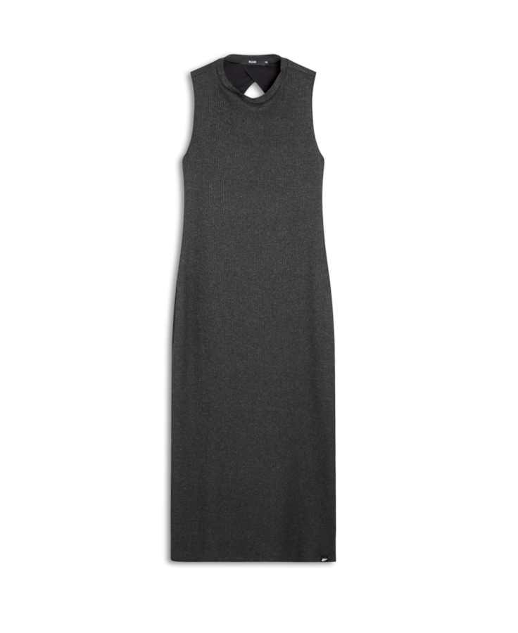 Vestido Regata Viscocrepe Mescla Slit Preto