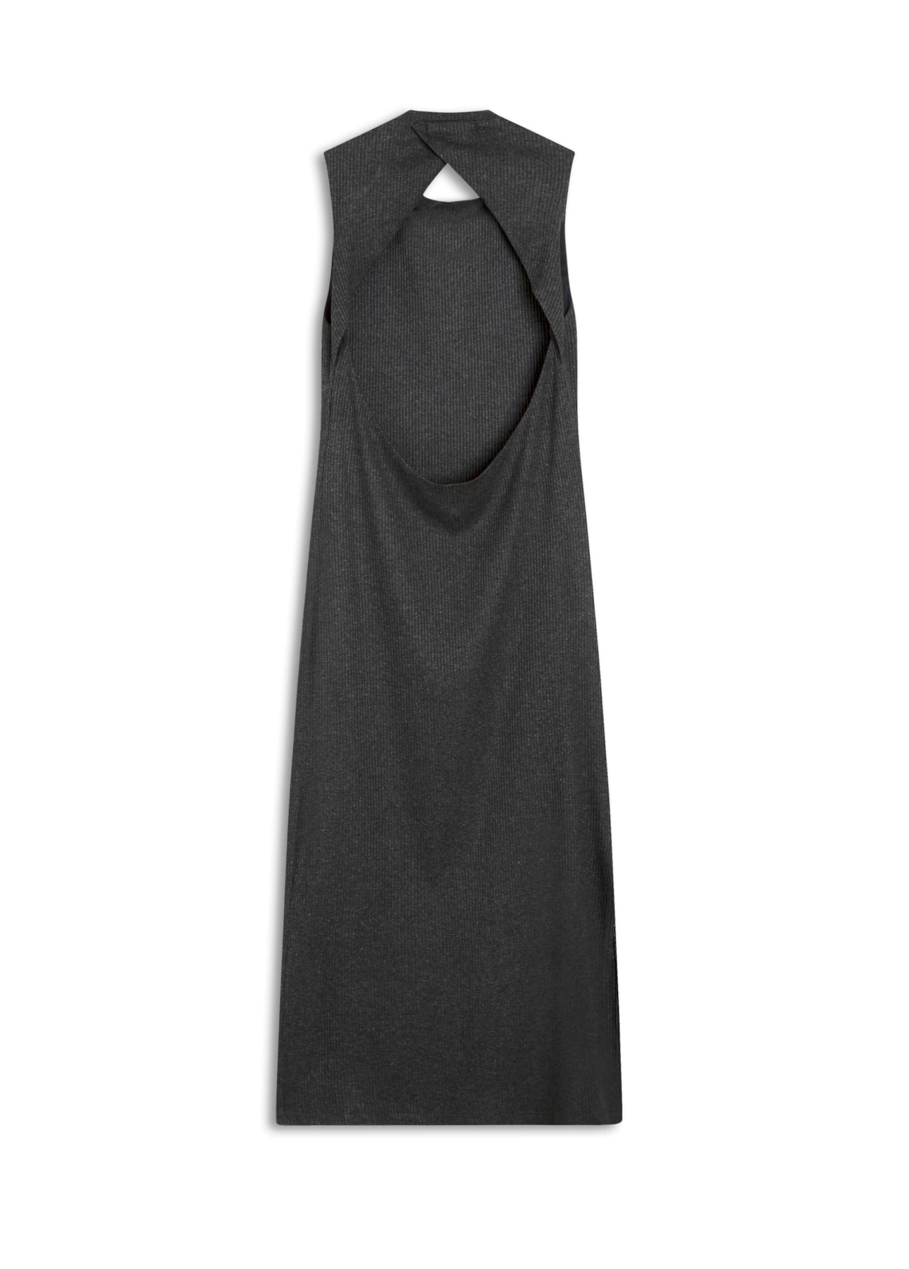 Vestido Regata Viscocrepe Mescla Slit Preto