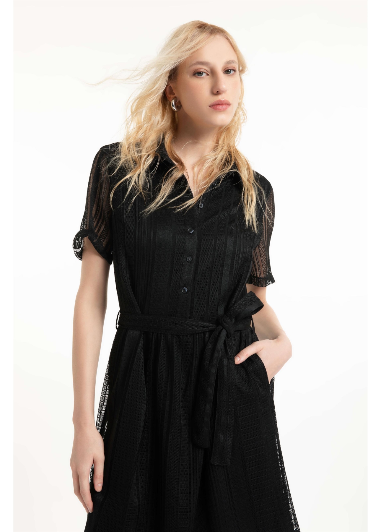 Vestido Renda Jk Chemise Preto