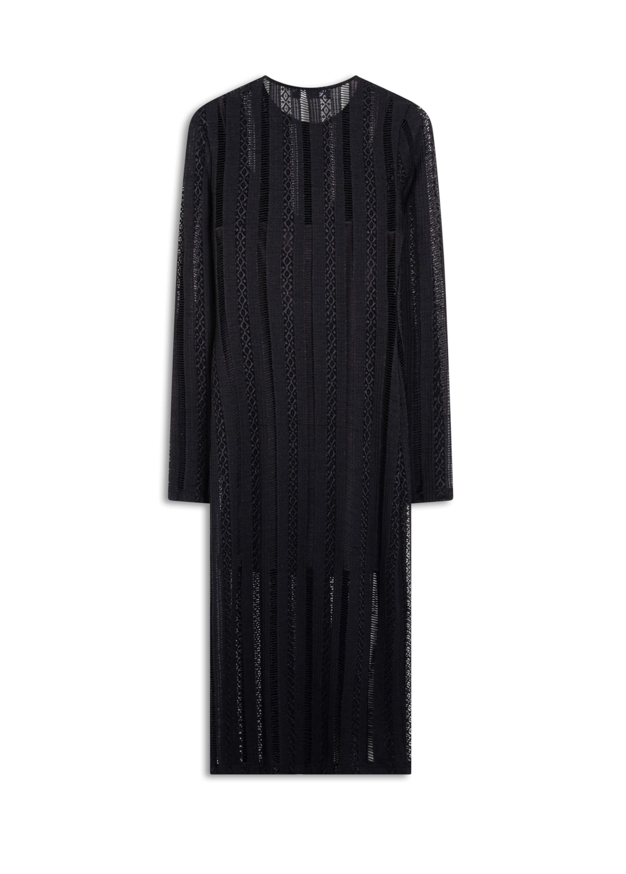 Vestido Renda Palito Midi Preto