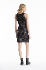 Vestido Rib Dress Mettalic Foil Preto