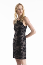 Vestido Rib Dress Mettalic Foil Preto