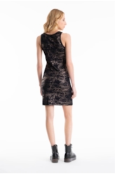 Vestido Rib Dress Mettalic Foil Preto