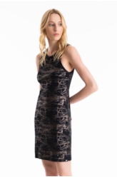 Vestido Rib Dress Mettalic Foil Preto