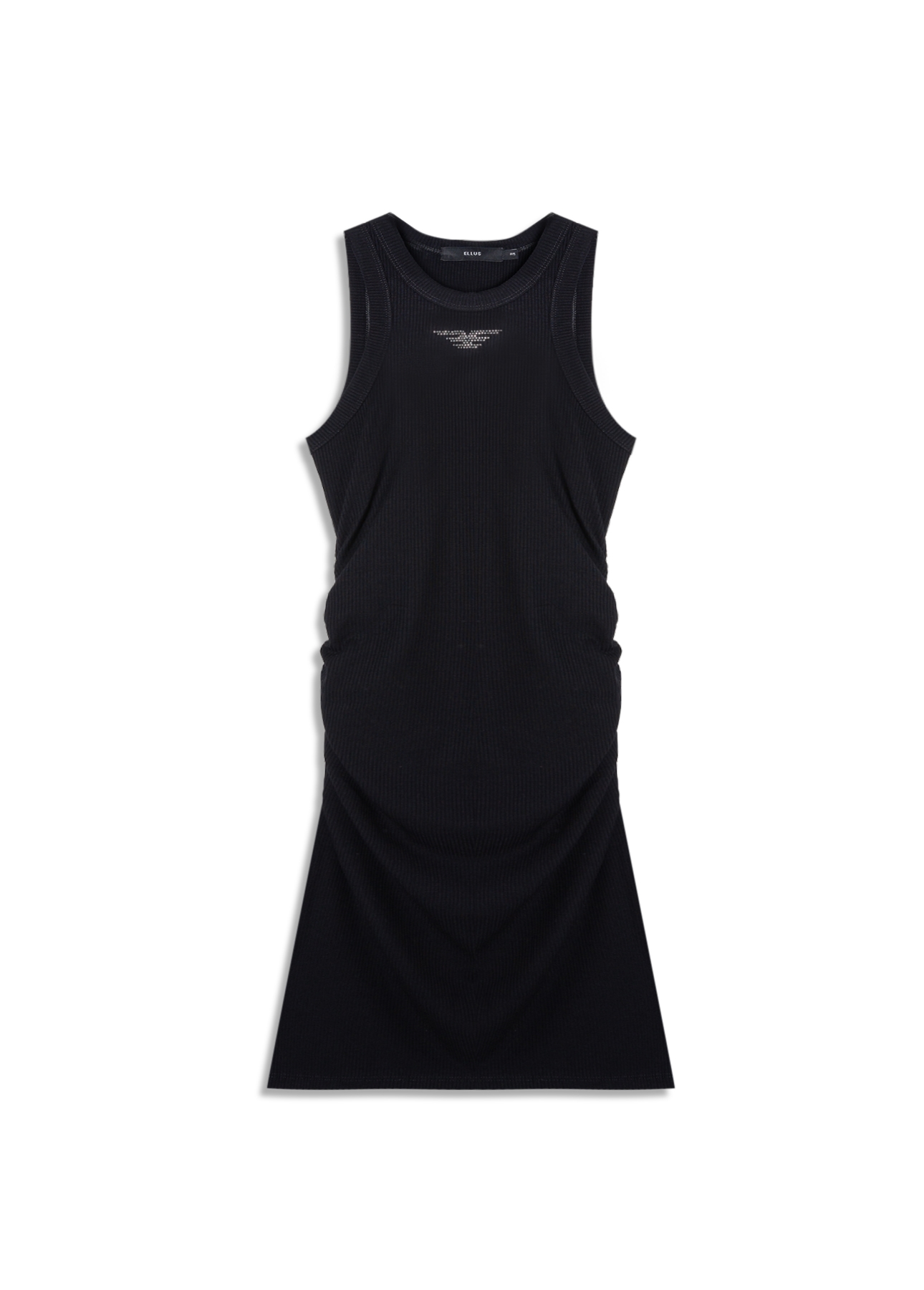Vestido Rib Easa Hotfix Dress Franzido Preto