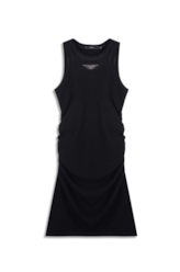 Vestido Rib Easa Hotfix Dress Franzido Preto