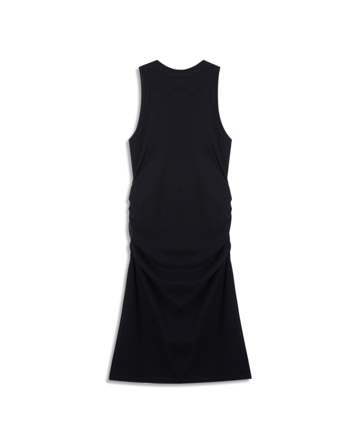 Vestido Rib Easa Hotfix Dress Franzido Preto