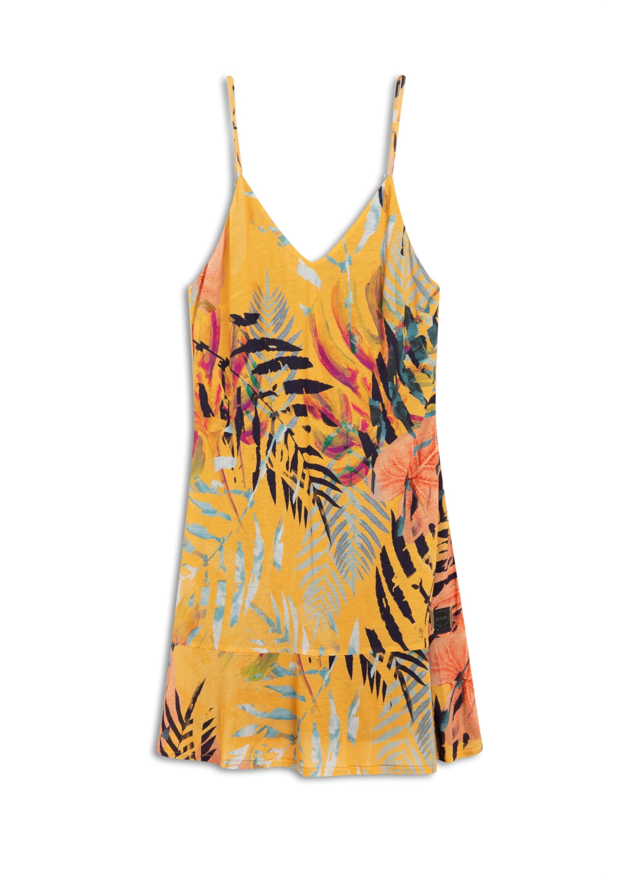 Vestido Ripped Palms Rufle Ellus Laranja