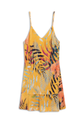 Vestido Ripped Palms Rufle Ellus Laranja