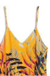 Vestido Ripped Palms Rufle Ellus Laranja