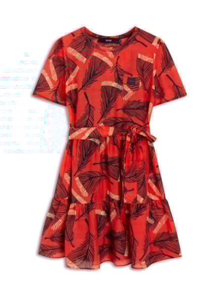 Vestido Ruffle Small Pocket Vermelho