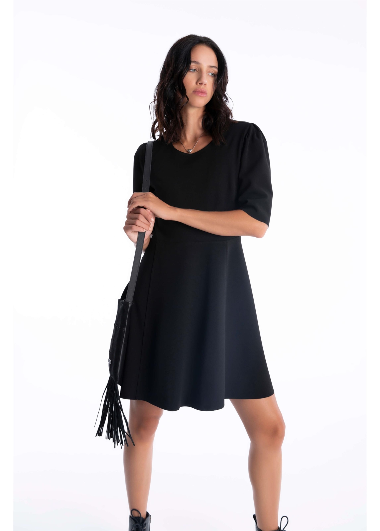 Vestido Scuba Buffant Preto