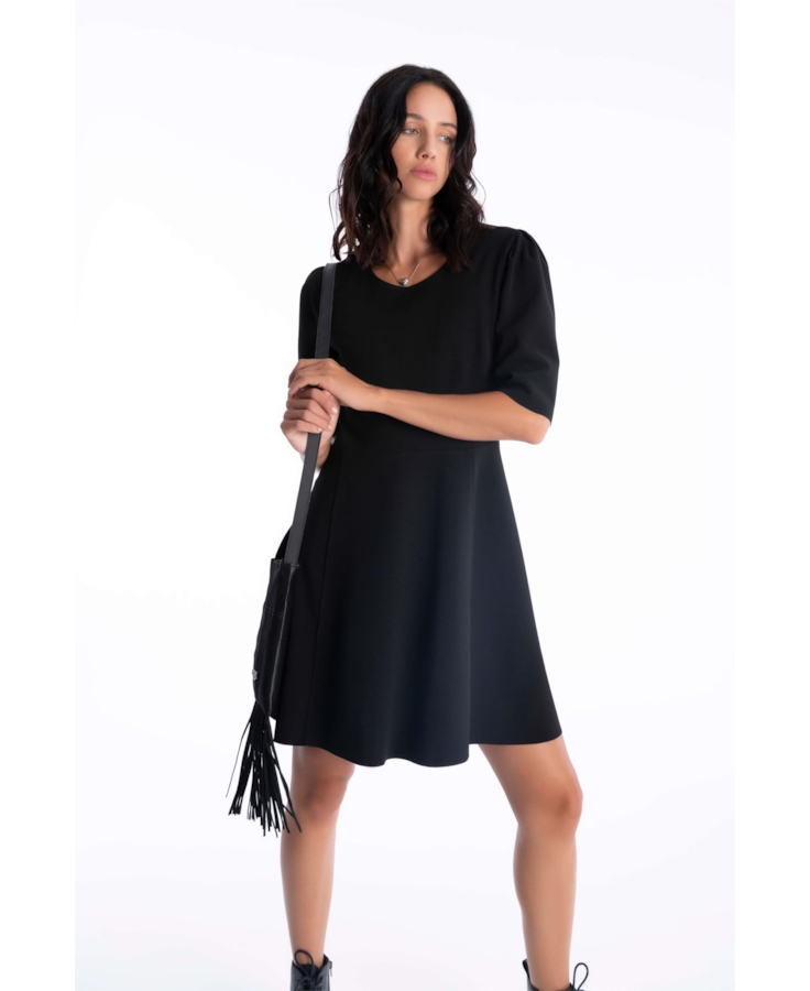 Vestido Scuba Buffant Preto