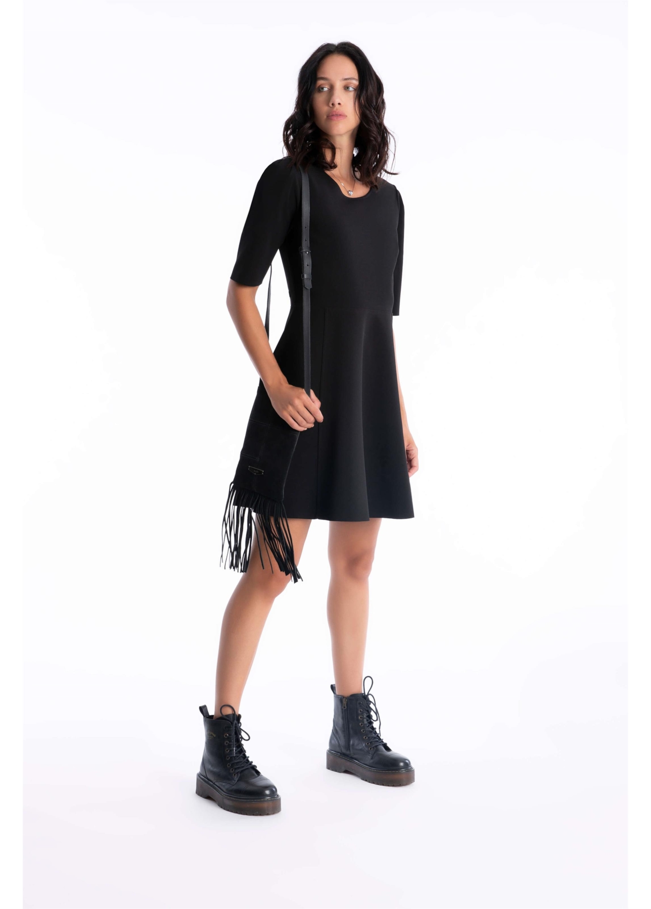 Vestido Scuba Buffant Preto