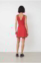 Vestido Scuba Crepe Neckline Vermelho