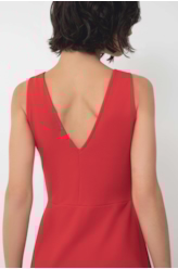 Vestido Scuba Crepe Neckline Vermelho