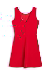 Vestido Scuba Crepe Neckline Vermelho