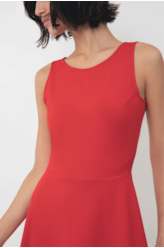 Vestido Scuba Crepe Neckline Vermelho