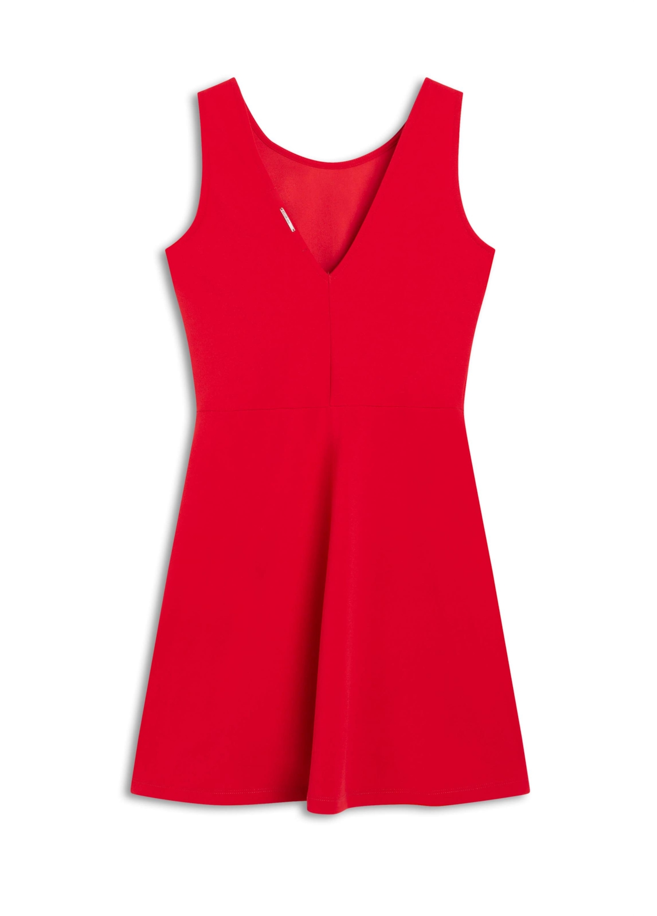 Vestido Scuba Crepe Neckline Vermelho
