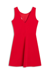 Vestido Scuba Crepe Neckline Vermelho