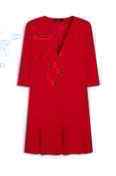 Vestido Scuba Crepe Neckline Vermelho