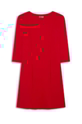 Vestido Scuba Crepe Neckline Vermelho