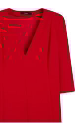 Vestido Scuba Crepe Neckline Vermelho