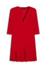 Vestido Scuba Crepe Neckline Vermelho