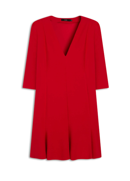 Vestido Scuba Crepe Neckline Vermelho
