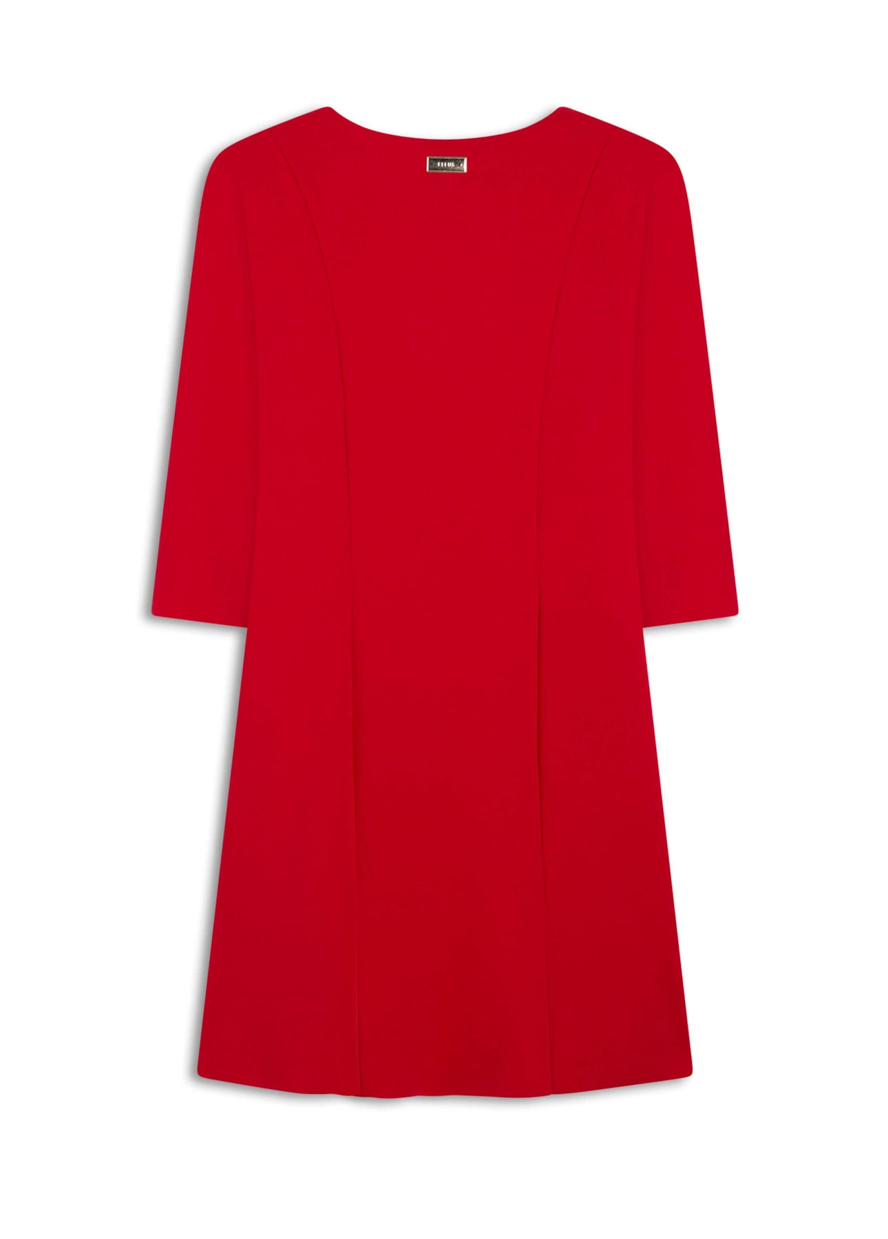 Vestido Scuba Crepe Neckline Vermelho