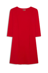 Vestido Scuba Crepe Neckline Vermelho