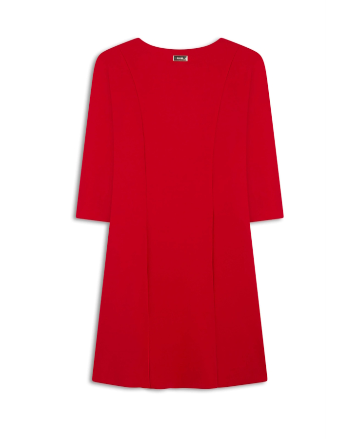 Vestido Scuba Crepe Neckline Vermelho