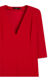 Vestido Scuba Crepe Neckline Vermelho